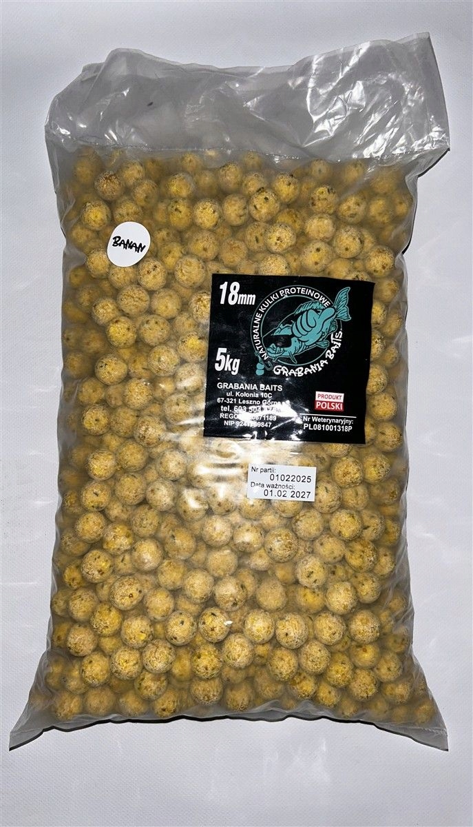 Kulki proteinowe GrabaniaBaits Banan 18mm 5kg
