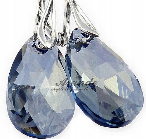 Nové Krásné Krystaly Náušnice Blue Shade Stříbro