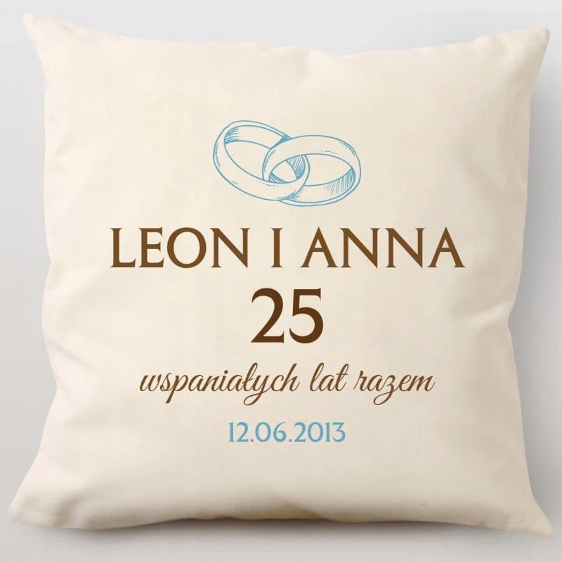 Poduszka Personalizowana Z Nadrukiem Prezent Na 25 Rocznicę Ślubu 45x45