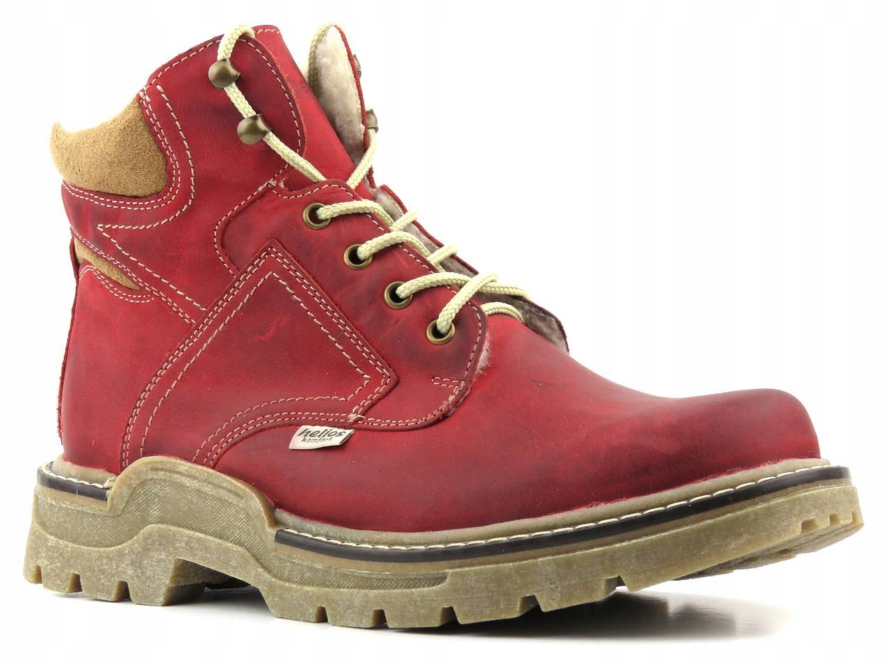 Buty męskie zima Helios ciepłe trapery czerwone 42