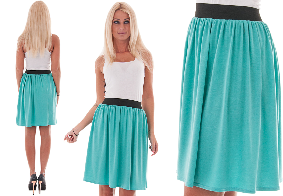 D18 MIDI SPÓDNICA NA GUMIE KOLORY MIĘTOWA r. 58 Marka Genesy