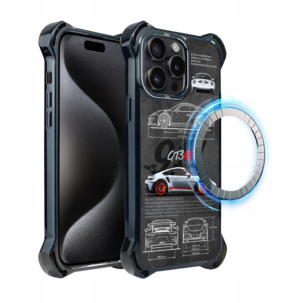 Pouzdro iPhone 15 Pro Ibizu DropGuard Ultra s MagSafe, 911 GT3 Rs