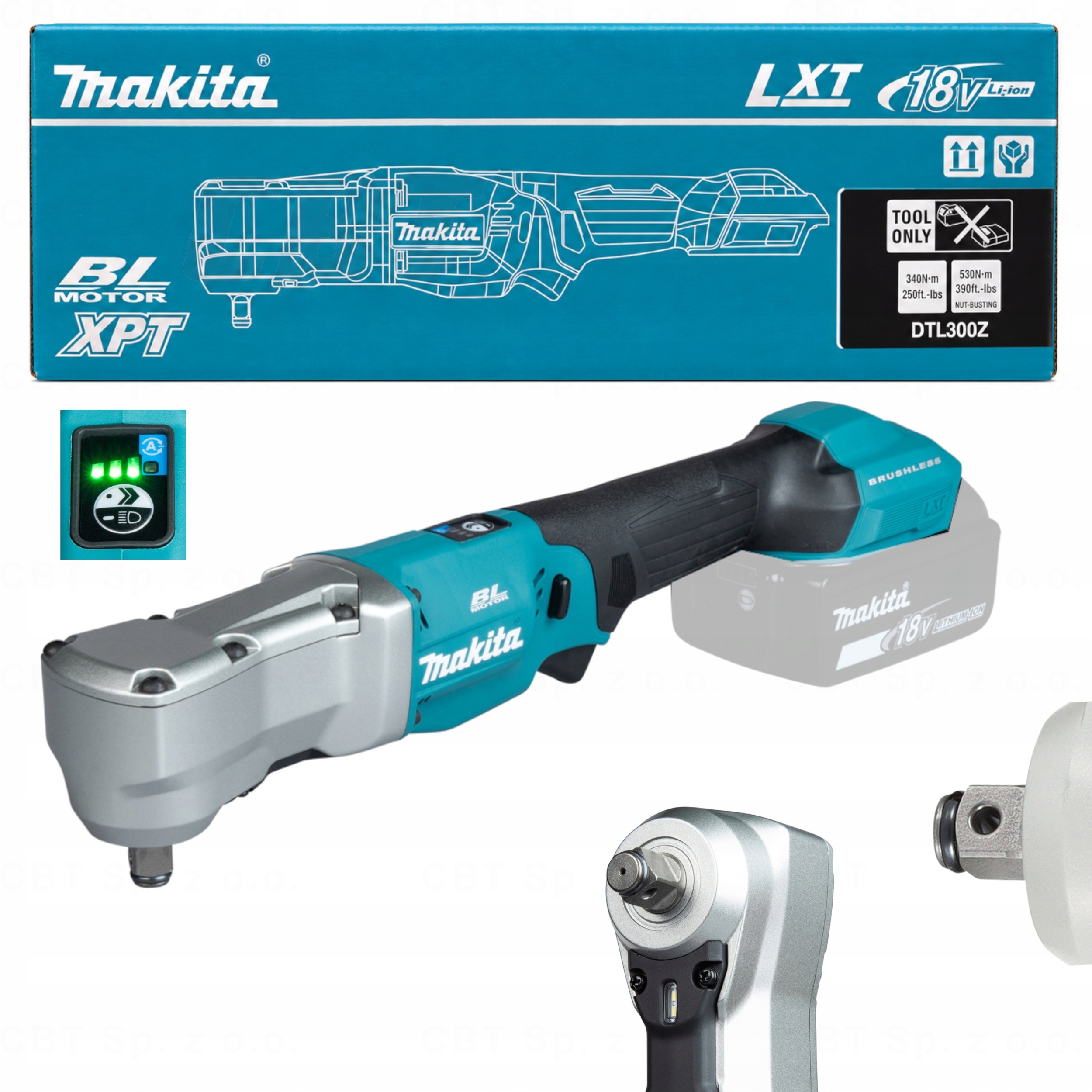 Akumulatorowy Klucz Udarowy Kątowy Lxt Li-ion 18V 530 Nm Body Kwadrat 1/2"