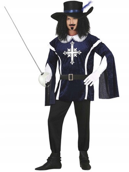 Kostým Mušketýr D'artagnan Mušketýra Námořnická Modrá L