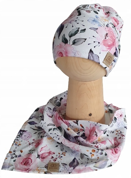 

Zestaw Czapka + Chusta Pastelowe Róże 54-58cm