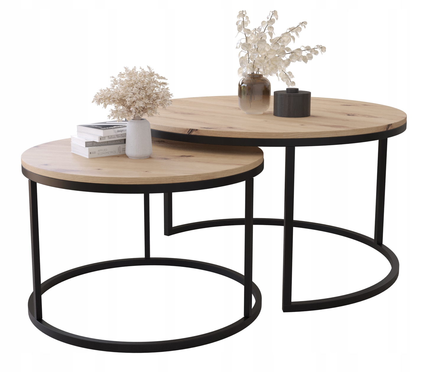 

Zestaw Stolików Kawowych Okrągłe Mju Dąb Artisan