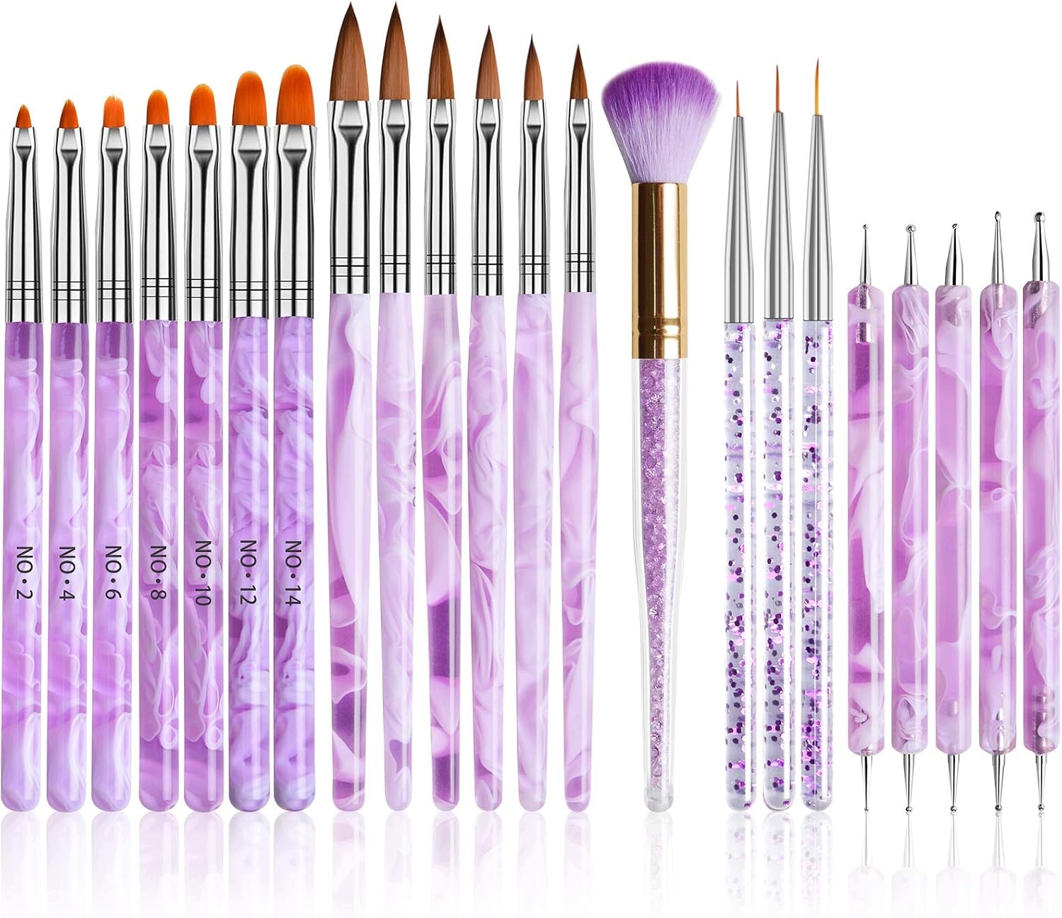 Sada 22 Akrylových Štětců Na Nehty Gel Uv Dotting