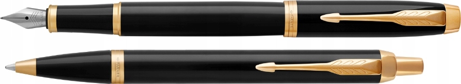 ZESTAW PARKER PREZENT IM DŁUGOPIS PIÓRO CZARNY BLACK ZŁOTY GT GRAWER ŚWIĘTA Stan opakowania oryginalne