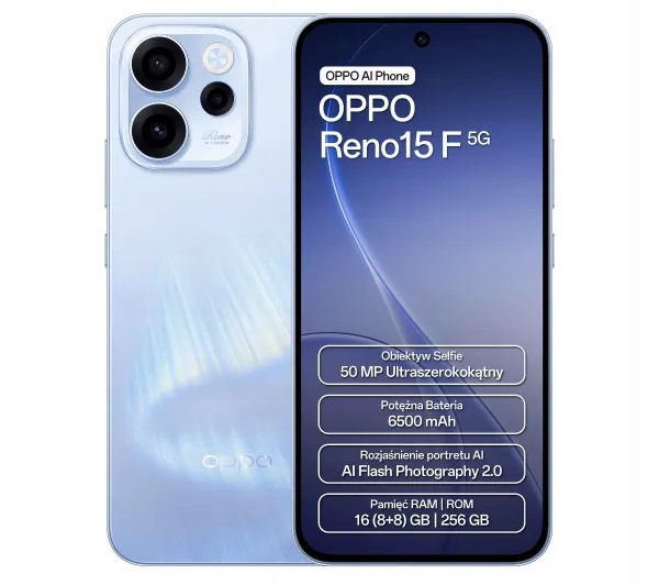 Smartfon Oppo 15 F 5G 6.57" Dual Sim 8GB Ram 256GB 6500mAh Niebieski