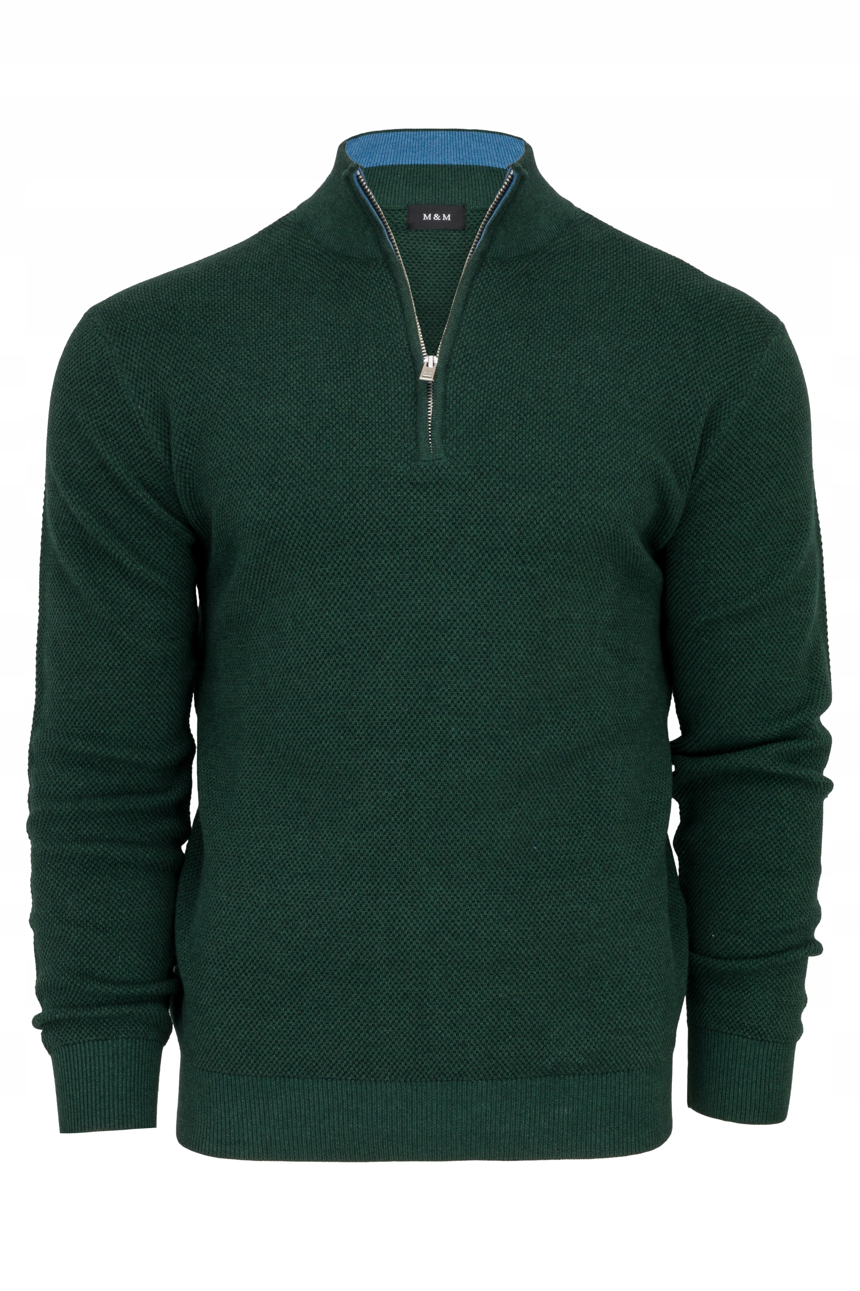 pánský svetr s krátkým zipem M&M pologolf zelený vel 3XL