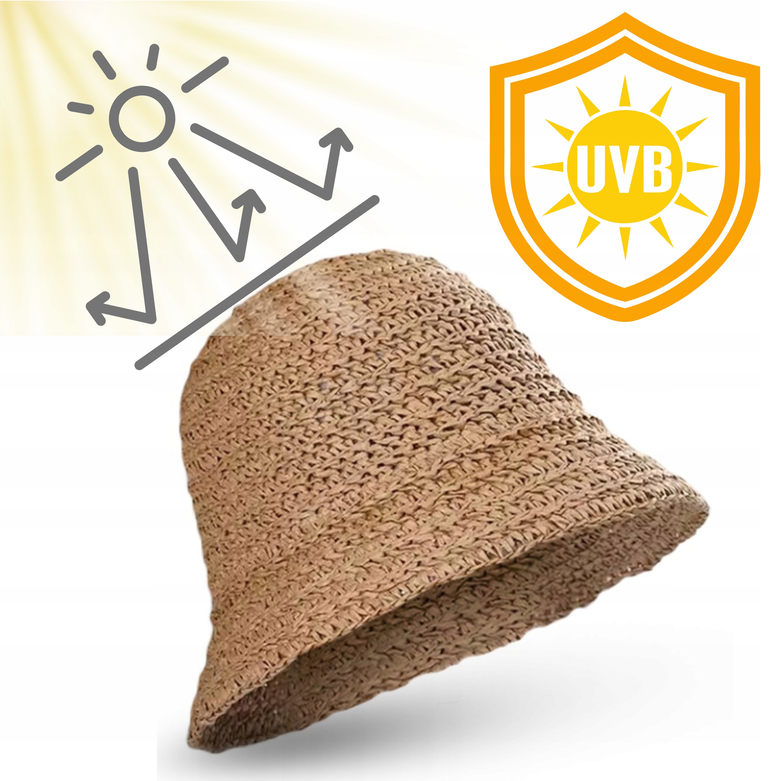 KAPELUSZ PLAŻOWY RYBACKI BUCKET DAMSKI BRĄZOWY CZAPKA PRZECIWSŁONECZNY HAT Materiał dominujący inny