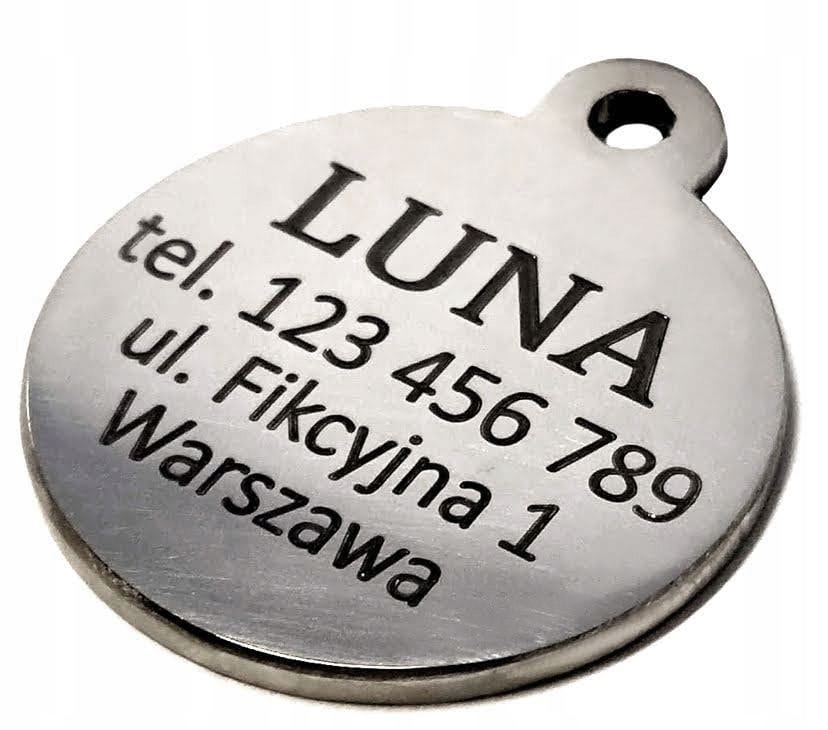 

Metalowy identyfikator, adresówka Grawer L