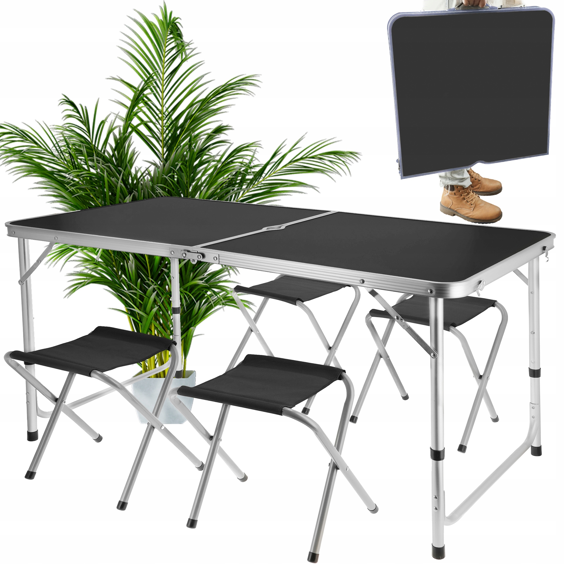 Kempingový Set skládací Turistický zahradní kufr Stolek 4 Židle