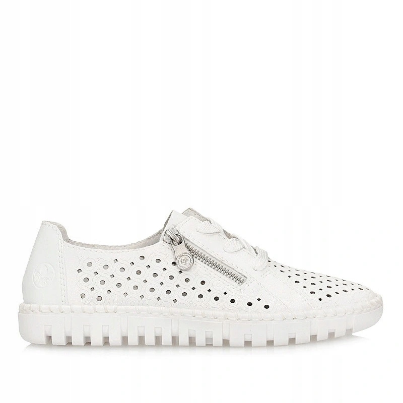 Dámské polobotky Rieker M2300-80 bílé, děrované, šněrovací, kožené