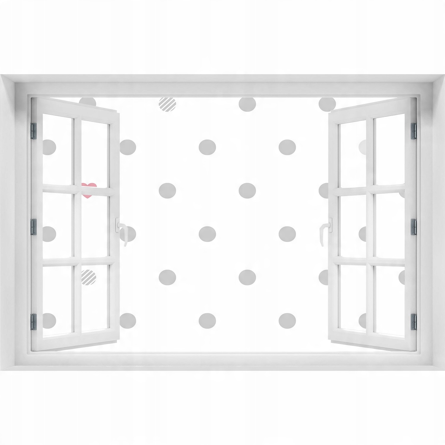 

3D Okno Naklejka ścienna Kropki i serca 150x100
