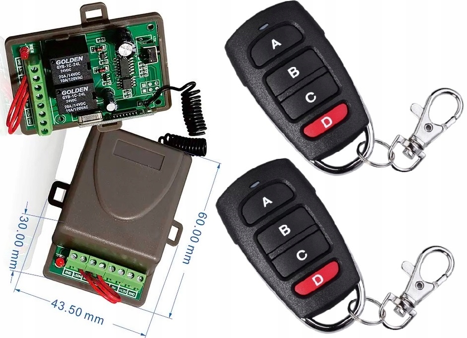 Zdalne sterowanie silnikiem 12V dc Sterownik bramy 2 przekaźniki krańcówki