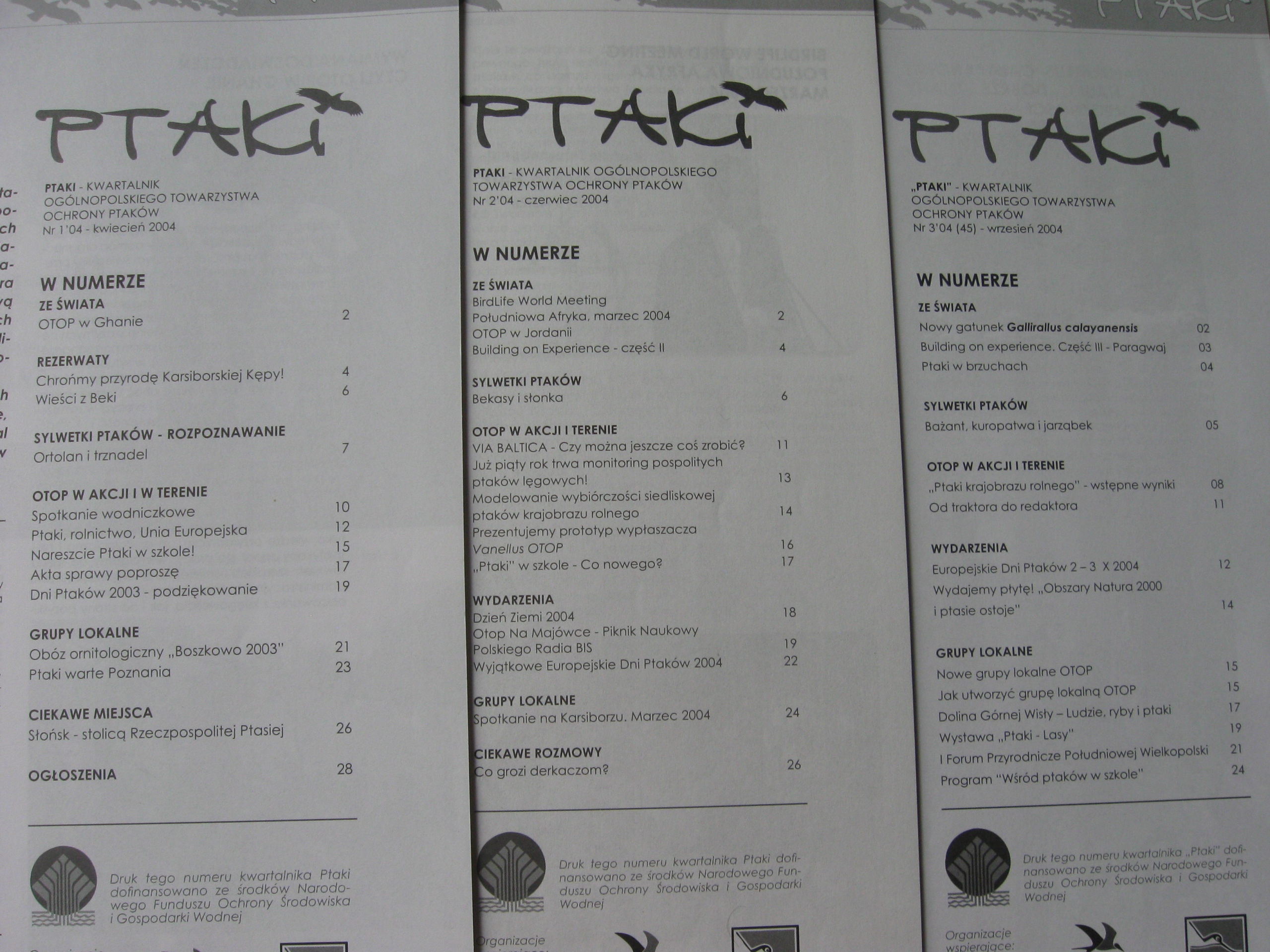 PTAKI Biuletyn OTOP - 3 numery 1, 2, 3/2004 Wydawnictwo OTOP