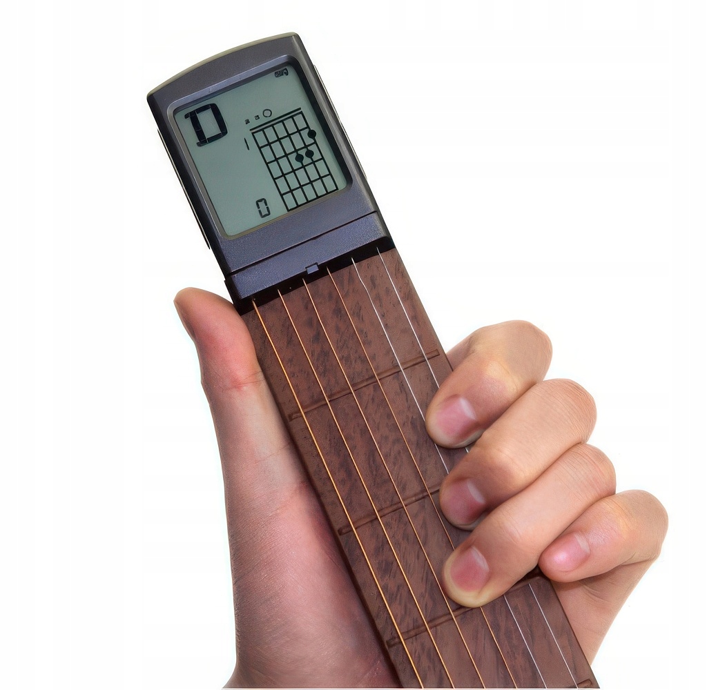 Skládací kapesní kytara Resteq s displejem pro trénink akordů