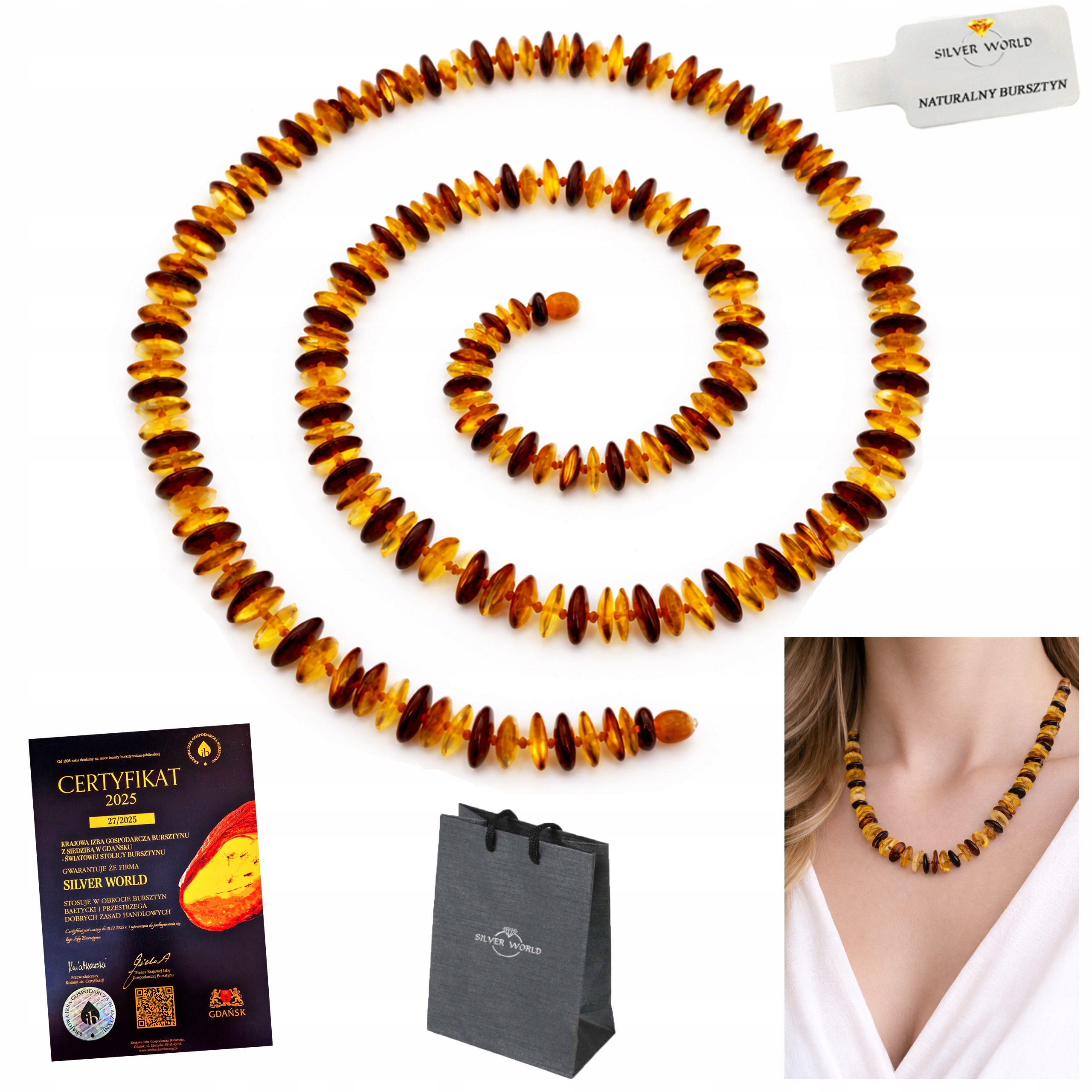 Korale Naszyjnik Naturalny Bursztyn Bałtycki