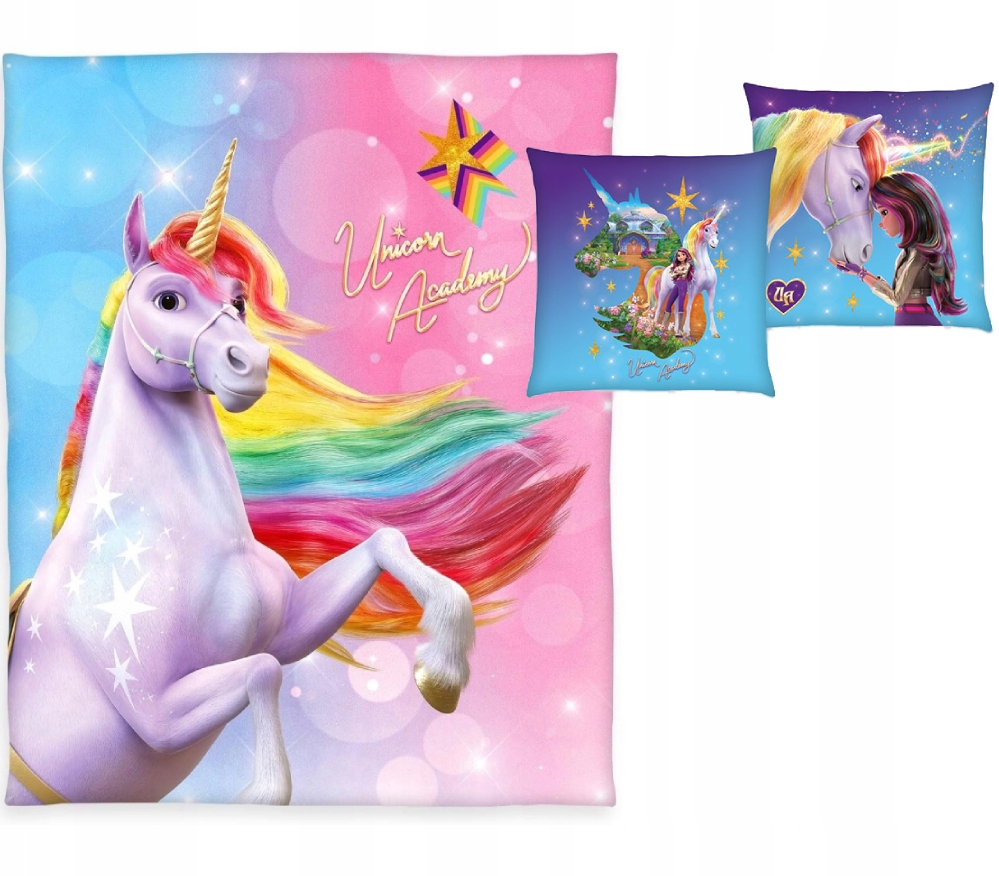 Koc polarowy poduszka Akademia Jednorożców Unicorn Koń Jednorożec Kucyk