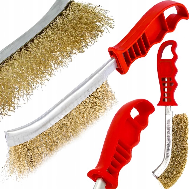 Szczotka Druciana Mosiężna Wąska Szczelinowa Do Felg Stali Rdzy-Zdjęcie-0