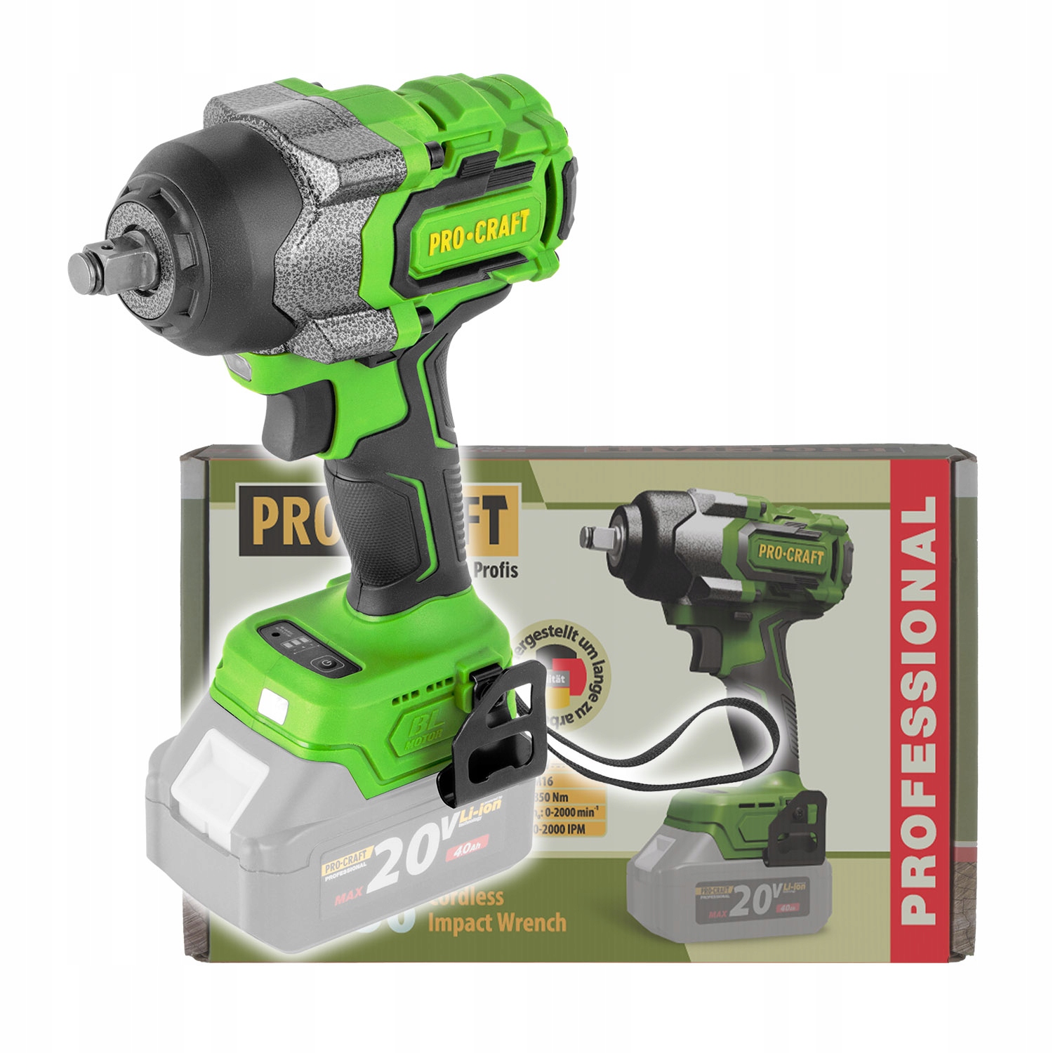 Aku rázový uťahovák Procraft PWA36bb (bez batérie a nabíjačky)