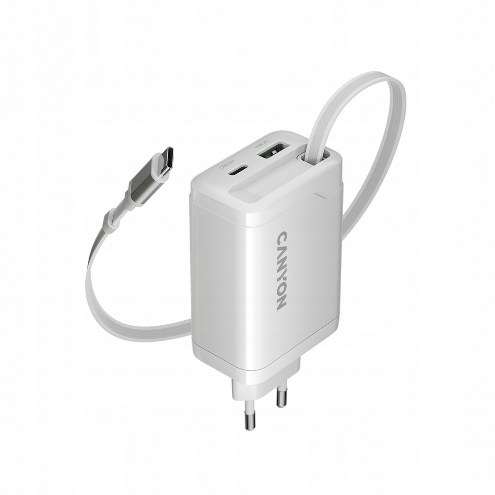 Ładowarka Sieciowa Canyon OnCharge 65RC 65W Usb-c GaN z kablem Biała
