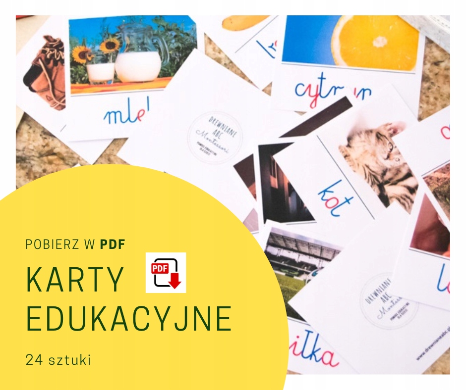 

karty edukacyjne obrazkowe Montessori 24 szt