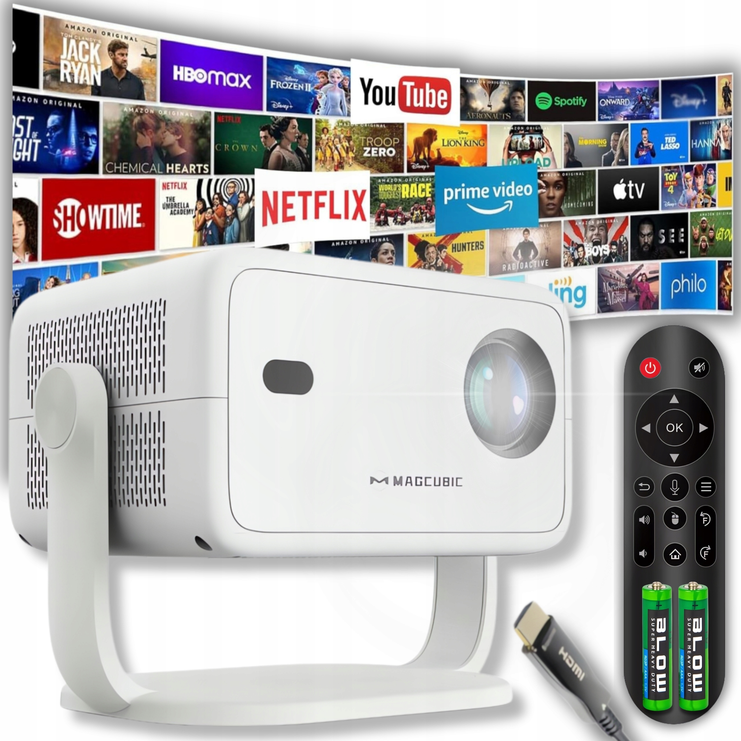 PROJEKTOR SMART MAGCUBIC L018 4K 1080p ANDROID LED TV WiFi GŁOŚNIK BT 2025