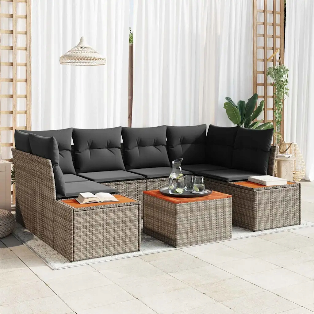 vidaXL Sada zahradních pohovek s polštářem 6 pcs Šedá Poly ratan