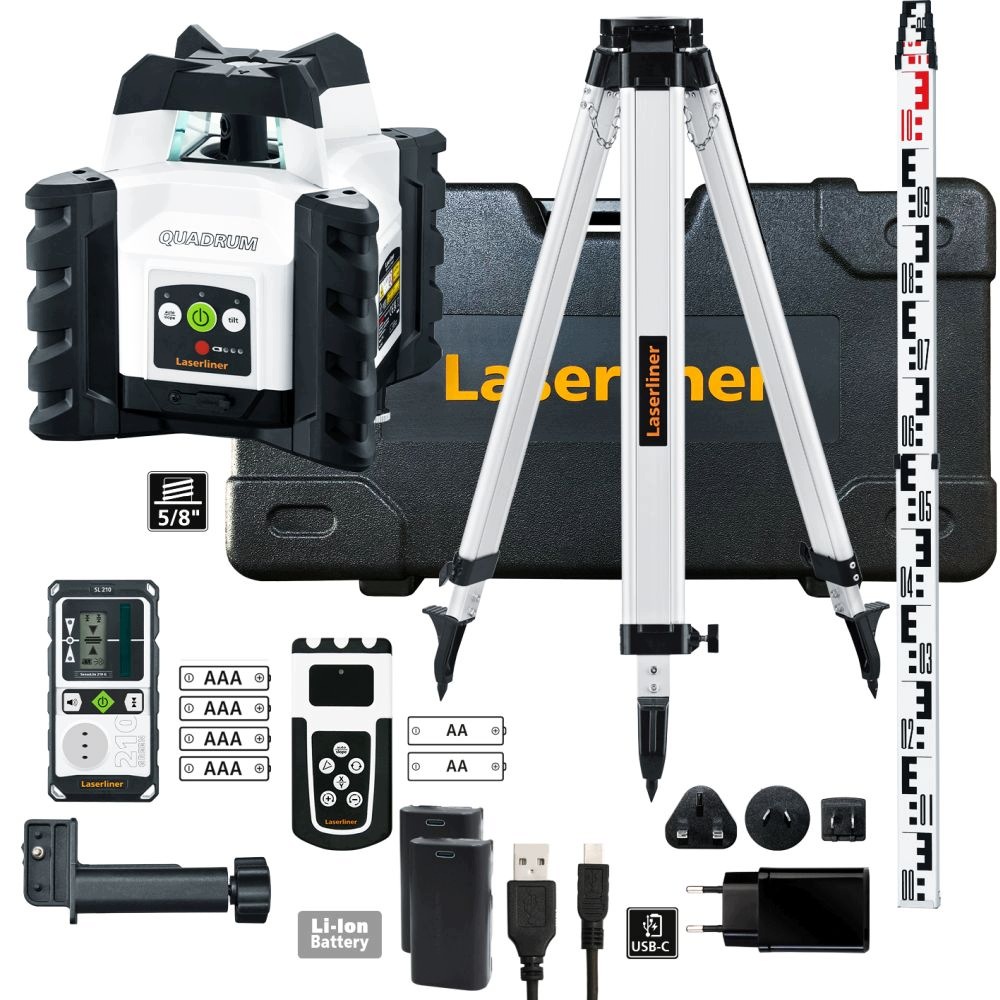 Laserový nivelátor Quadrum 210 S Set LaserLiner zelený paprsek 4 roky
