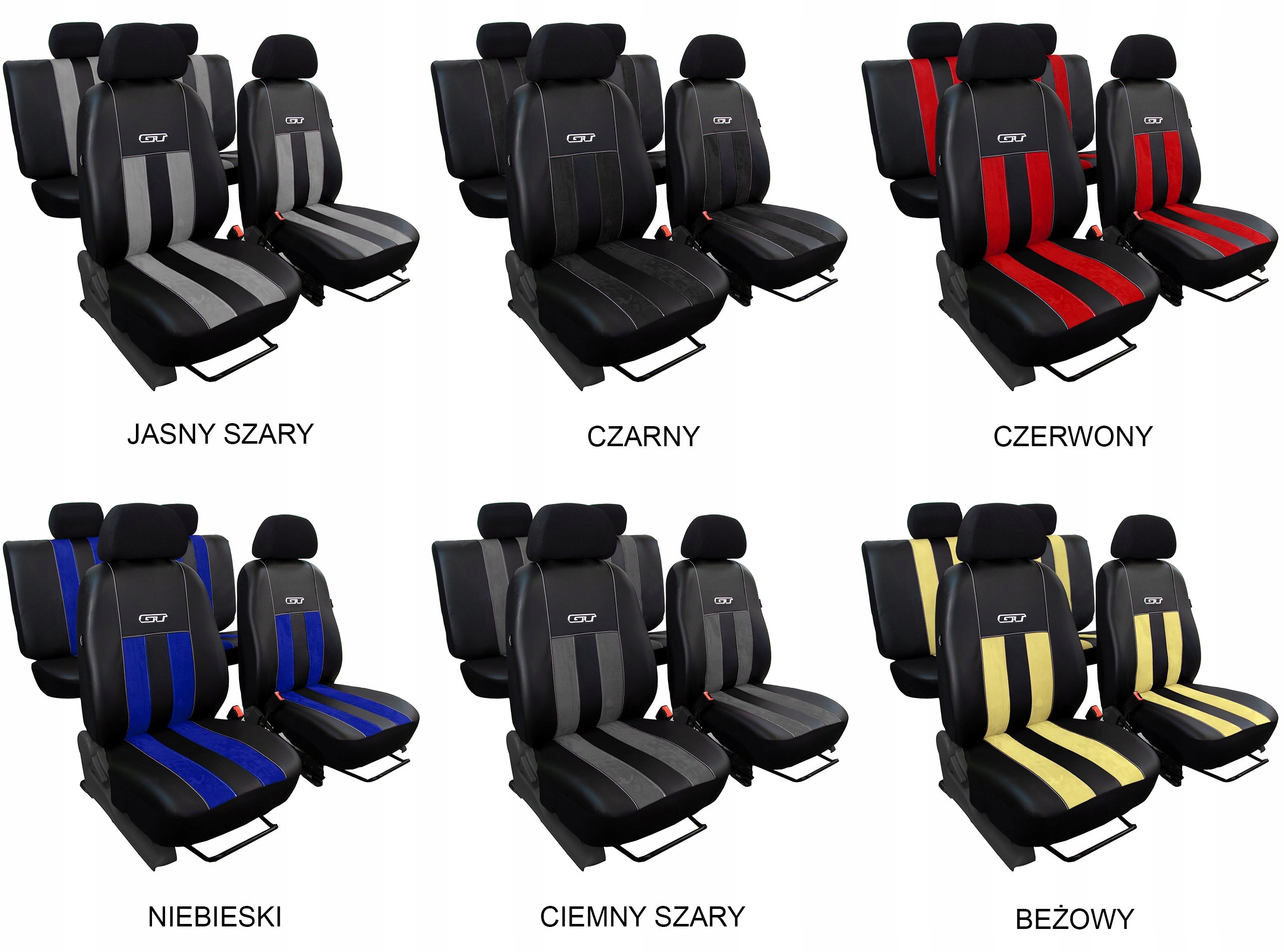 SKÓRZANE POKROWCE MIAROWE JEEP WRANGLER 2 TJ Kolor beżowy brązowy czarny czerwony niebieski szary zielony inny