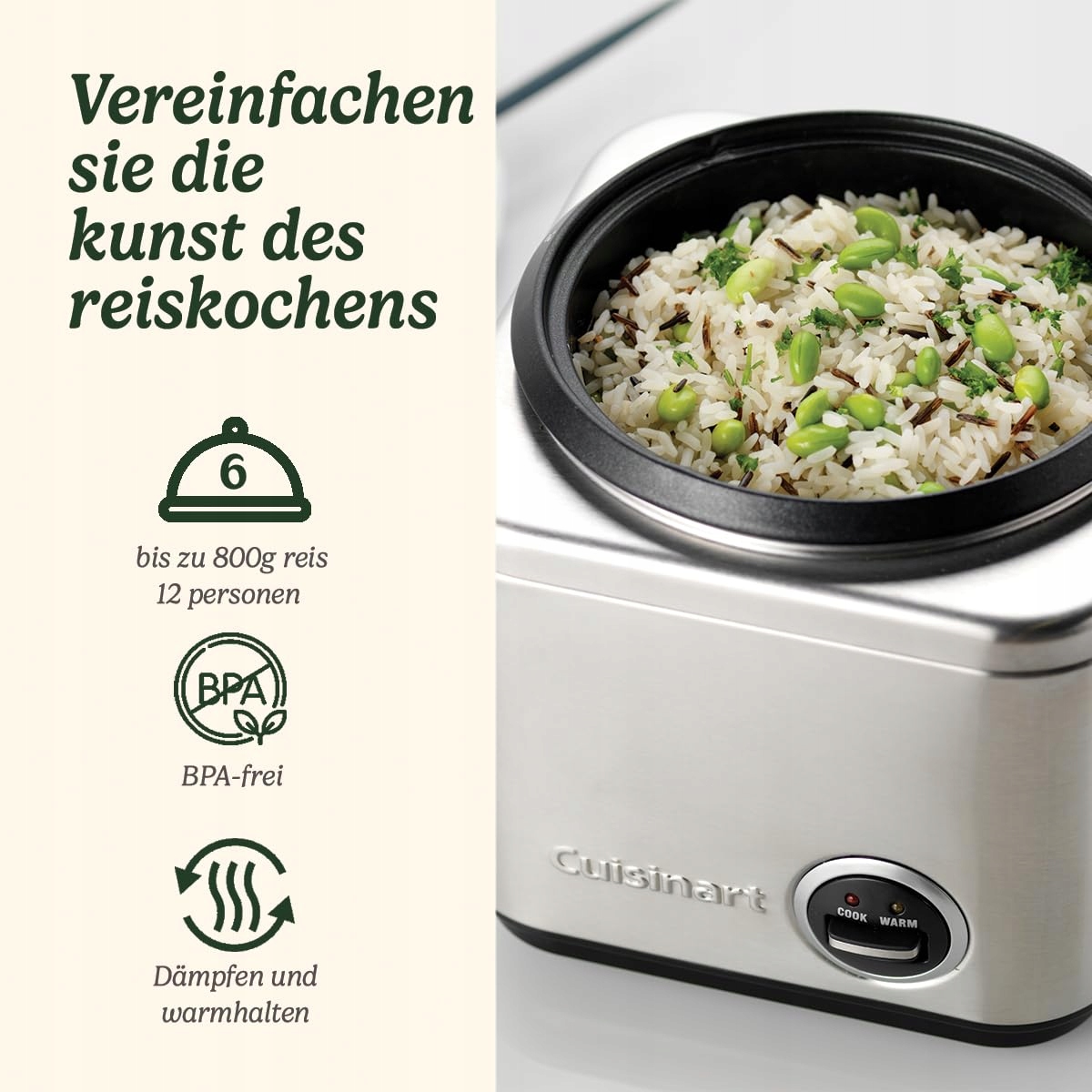 CUISINART Wielofunkcyjny Garnek Do Ryżu I Zbóż Z Funkcją Gotowania Na Parze — miniatura 2