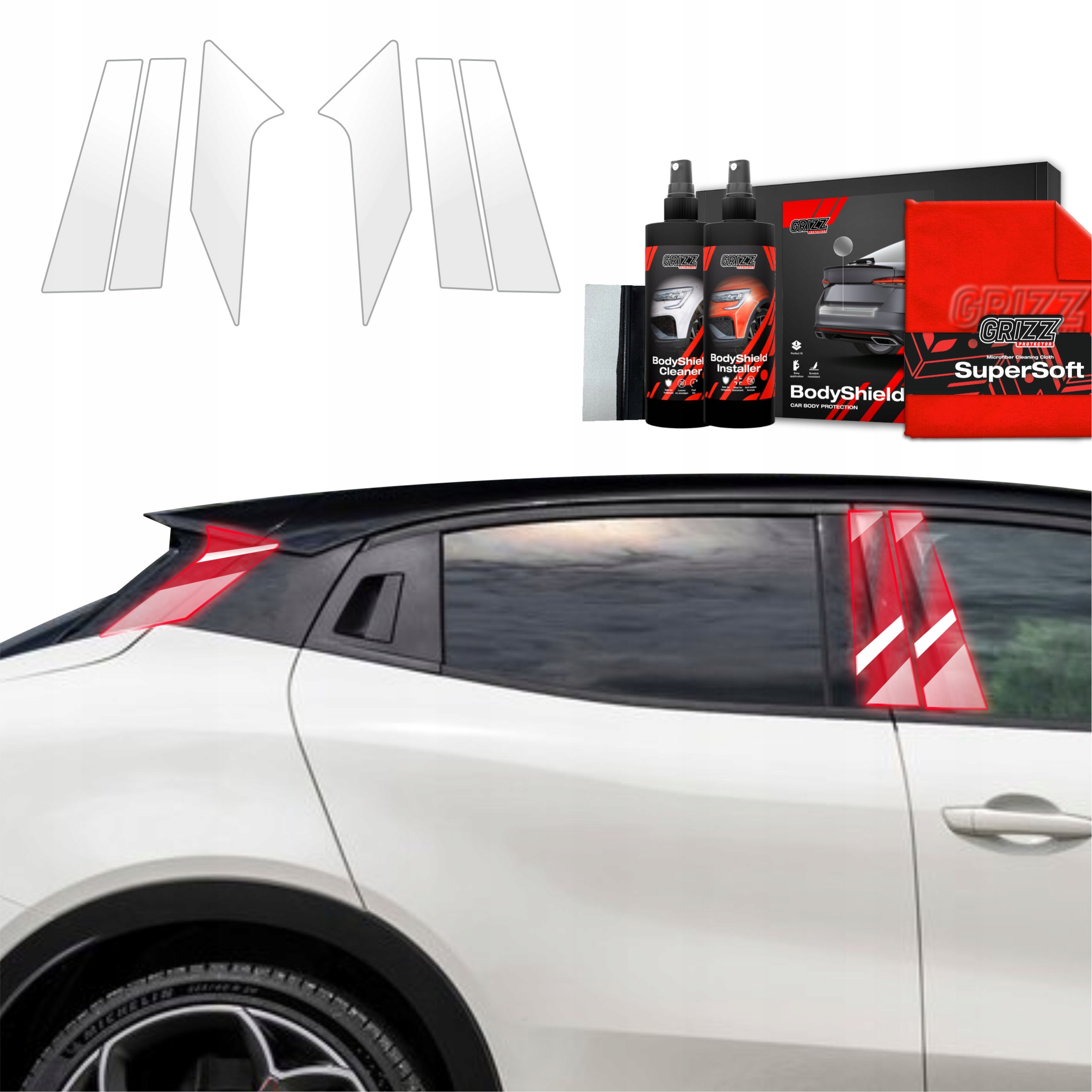 6v1 Fólie Ppf dýha na sloupky pro Alfa Romeo Junior (2024-2025) Grizz