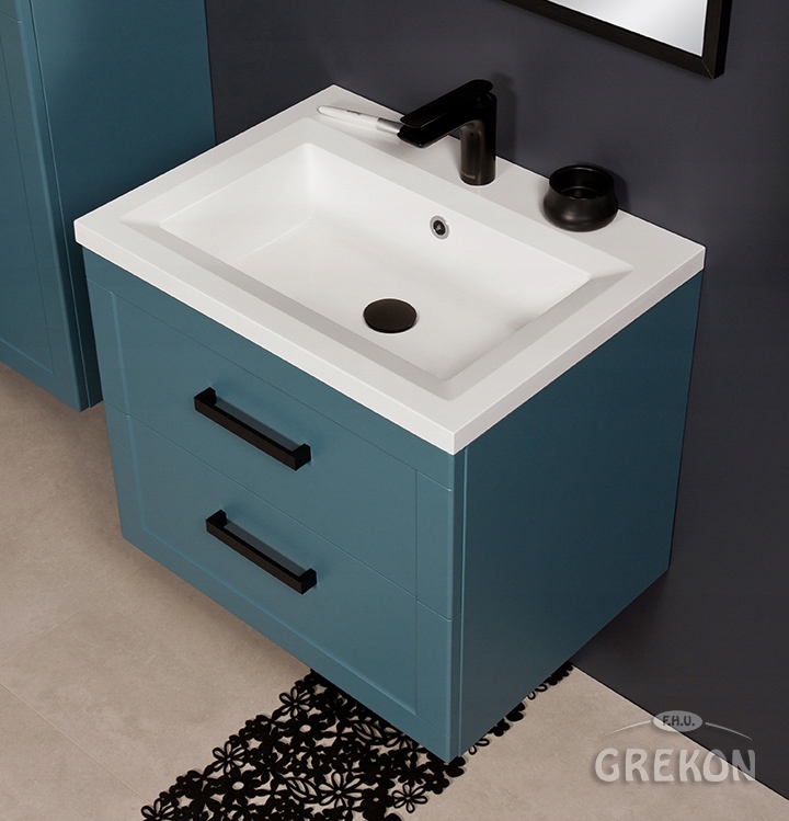 MEIVA meble łazienk niebieska szafka + umywalka 60 Głębokość mebla 46 cm