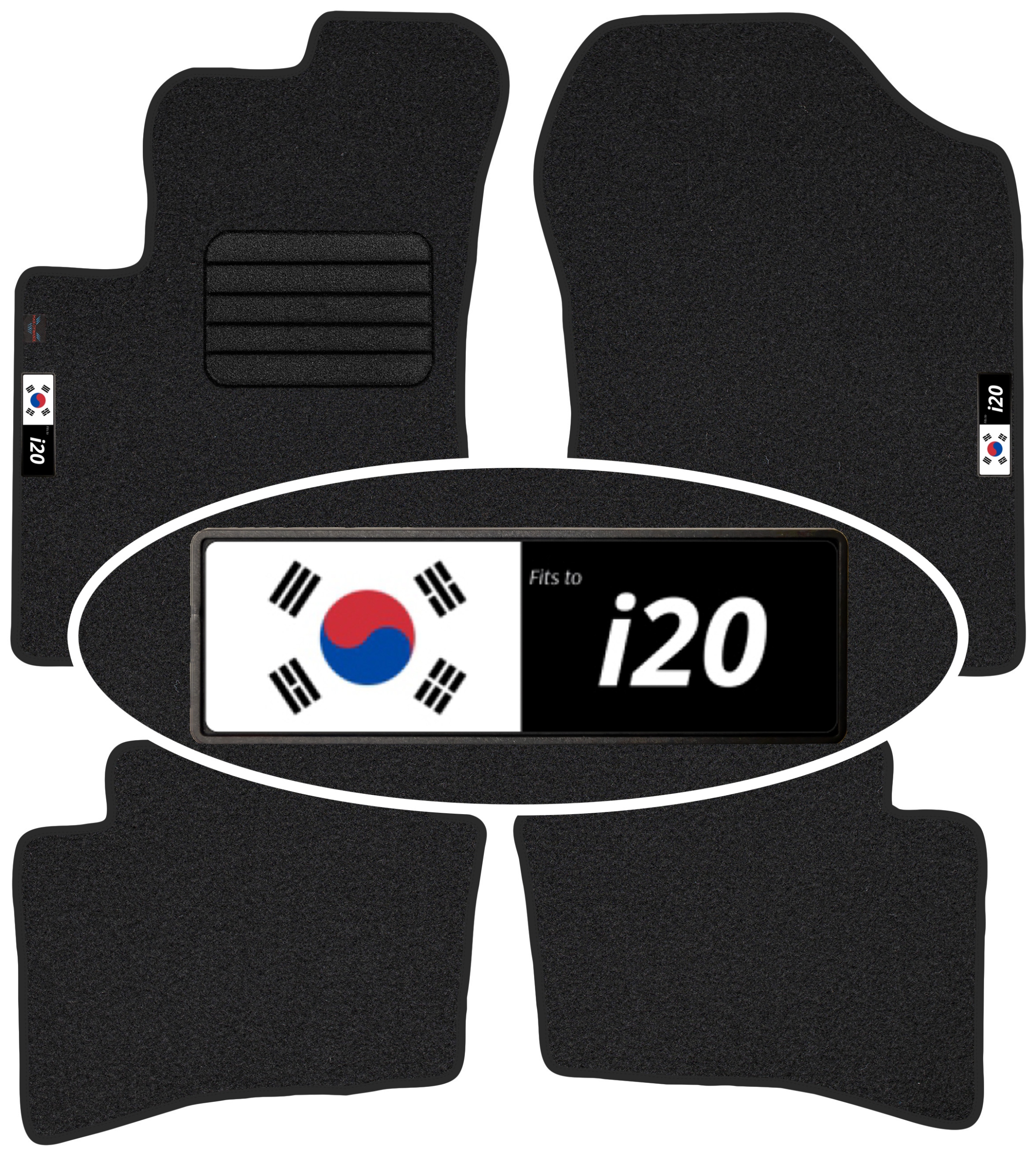 Hyundai i20 I 2009-2011 Velurové koberce do auta Emblemat