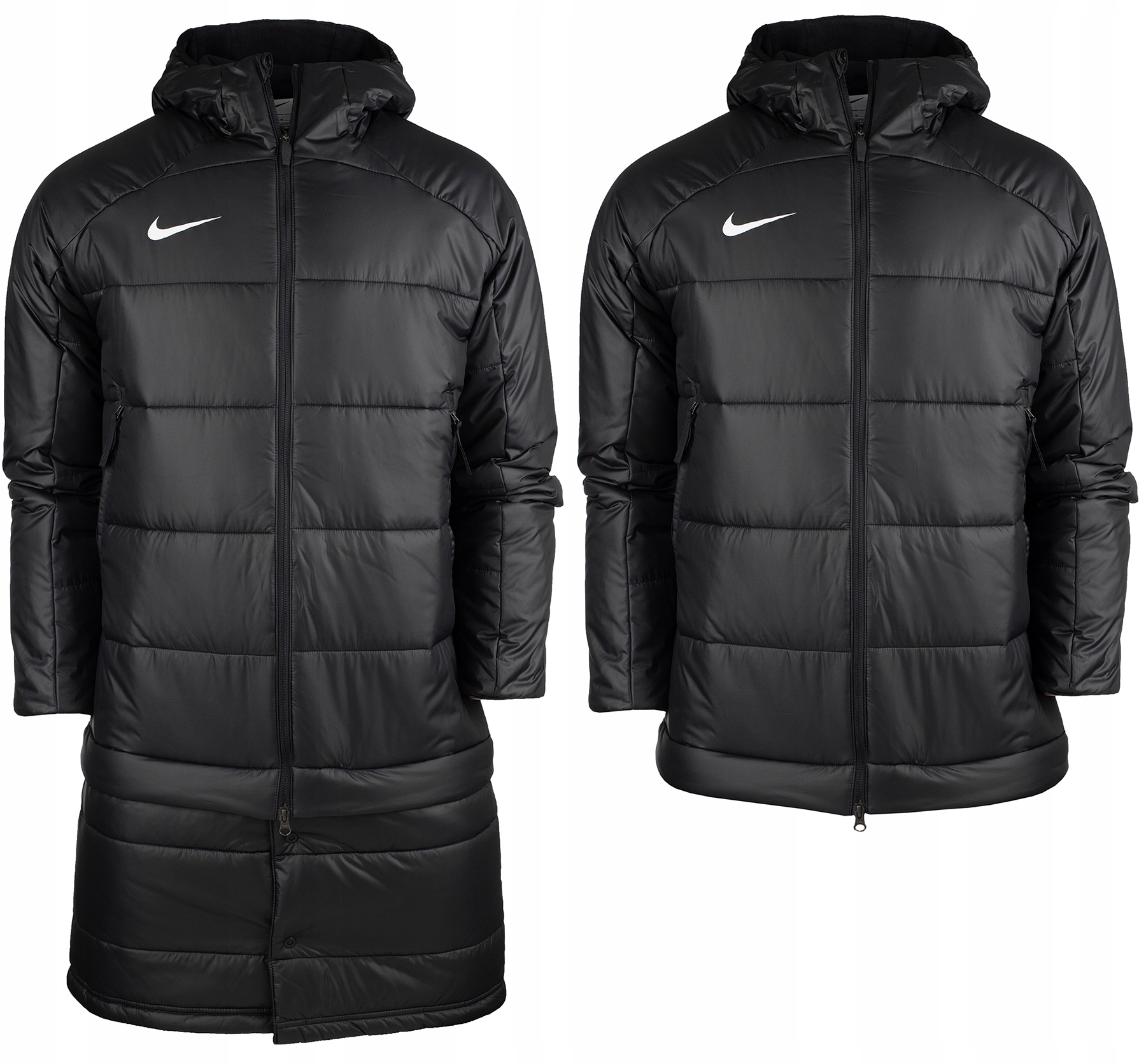 Nike Prošívaná Bunda S Kapucí Černá Se Zateplením A Podšívkou