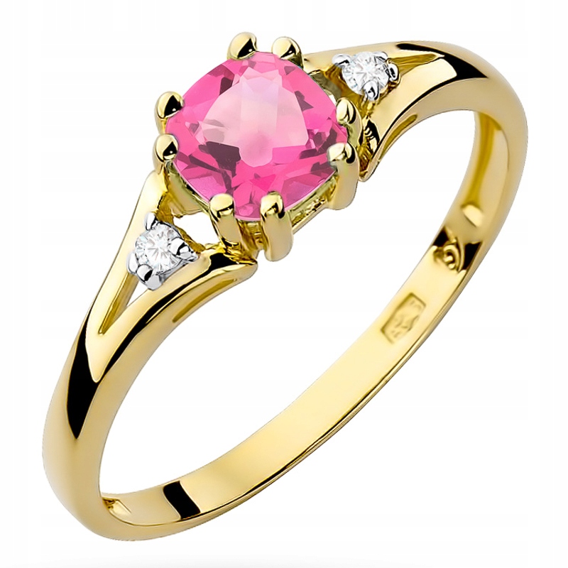 Zlatý Prstýnek Topaz 0,65 ct A Brilianty Gravírování