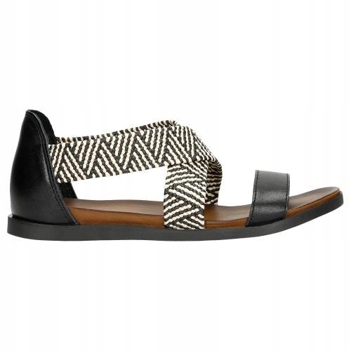 Černé dámské sandály se zakrytou patou a pletenými pásky, velikost vel.