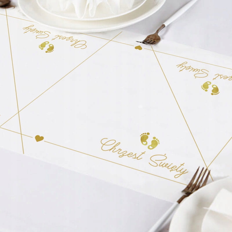 BIEŻNIK flizelinowy na Chrzest Święty Małe Stópki