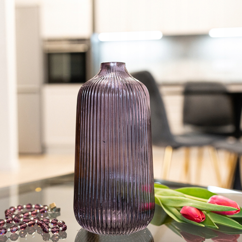OZDOBNY WAZON NA KWIATY SZKLANY Fioletowy Prezent Marka Altom Design