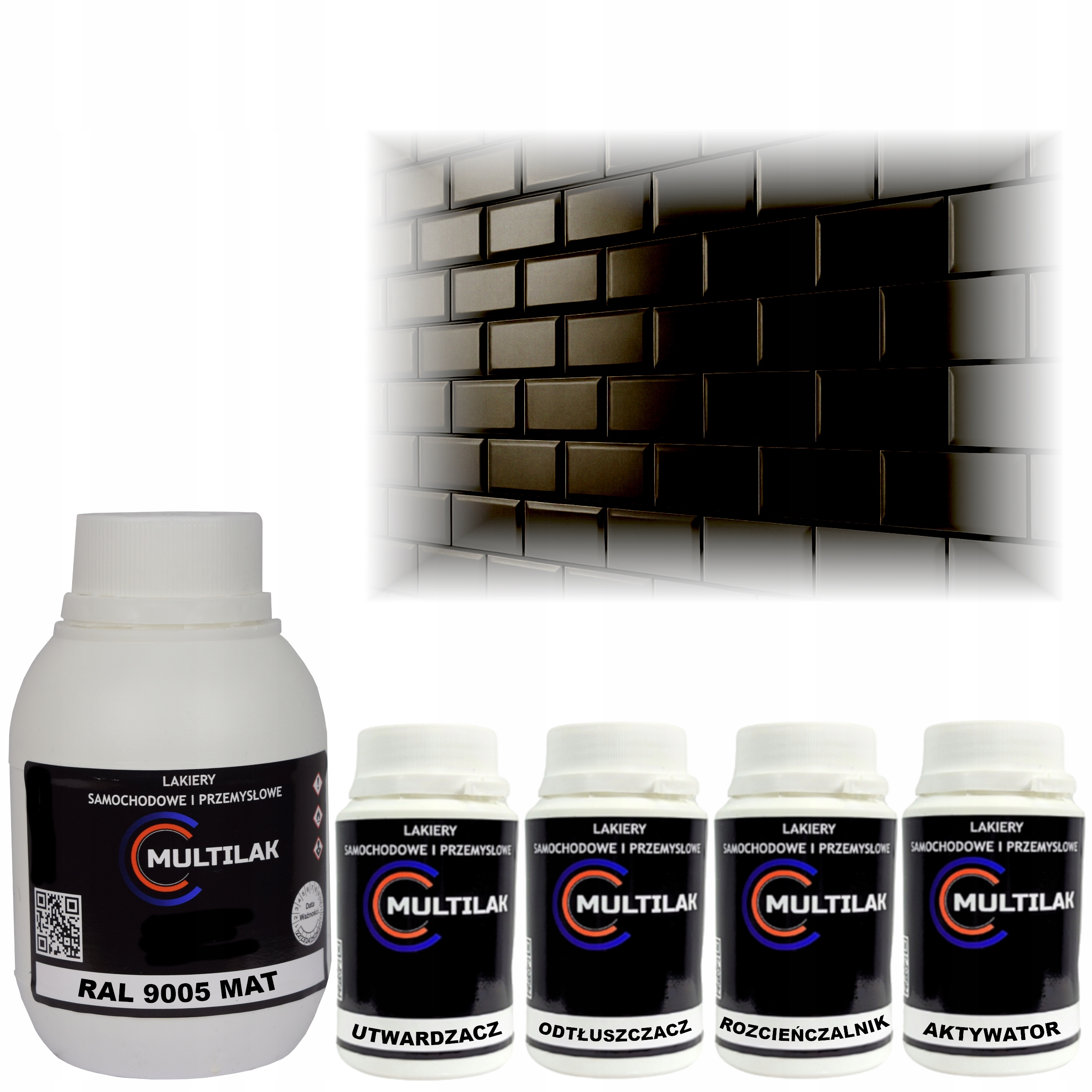 Lakier farba Ral 9005 do glazury płytek kafelków na wałek pędzel 0,5L Mat