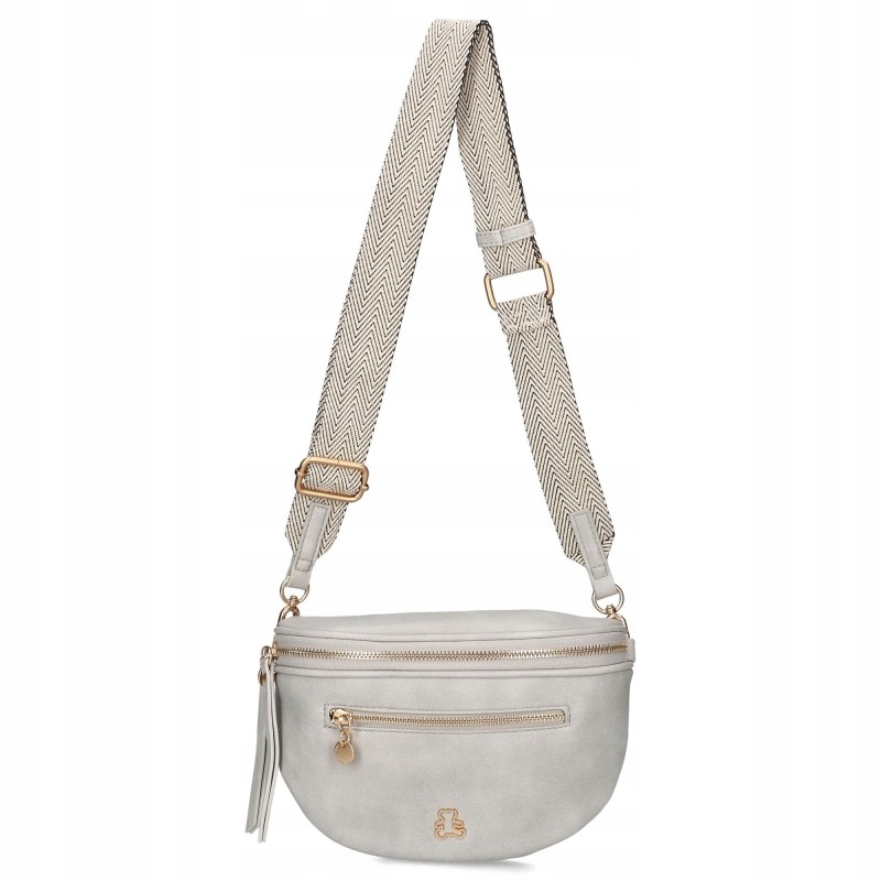 Lulucastagnette Dámská Kabelka Ledvinka S Medvídkem Široký Pásek Eko Kůže Šedá