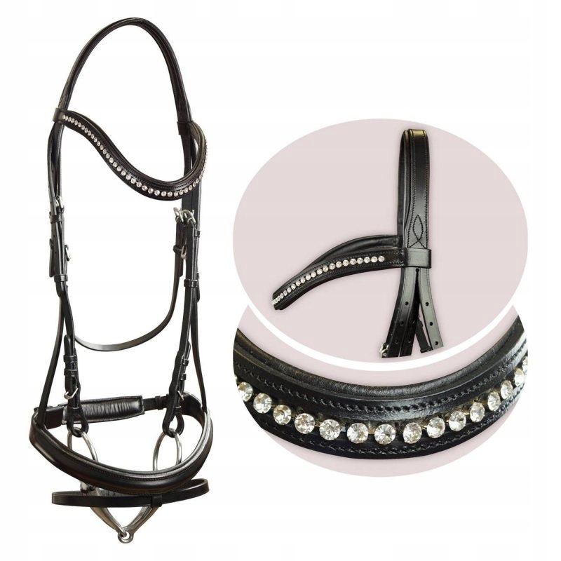 Šátek pro koně, ohlávka Gloria černá kožená černá velikost Pony