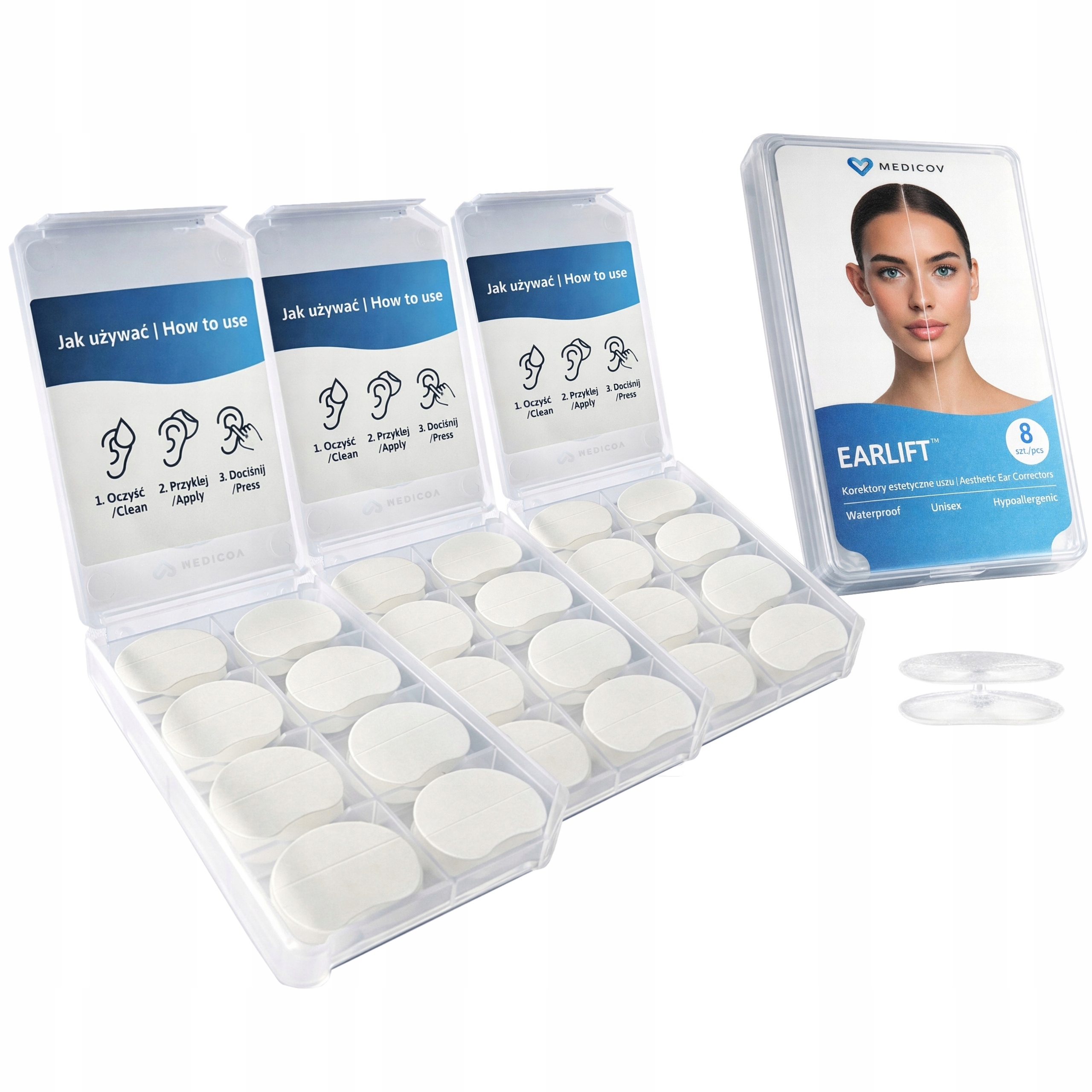 Earlift Korektory Estetyczne Uszu Na Odstające Uszy Hipoalergiczne 24 szt