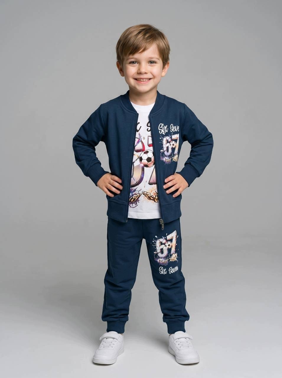 Six Seven Komplet Dresowy chłopięcy Dres 3-Częśc. Bluza Bluzka Spodnie 4-5l