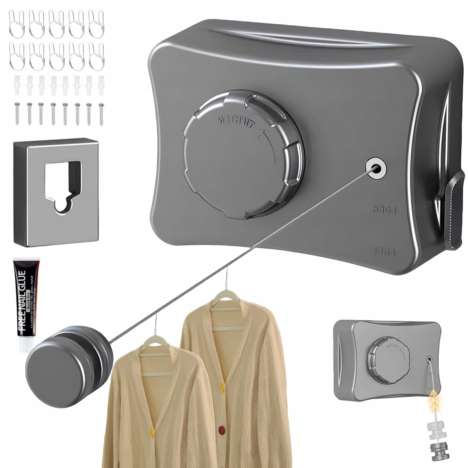 Levně Neviditelná Výsuvná Sušící Šňůra Pro Terasu, Balkon, Vysoká Kvalita