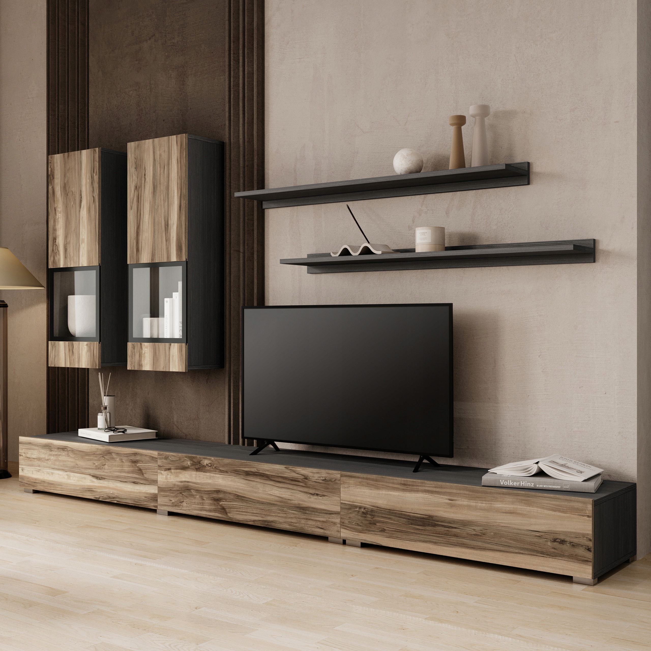 Nábytková Stěna Barolo Hnědá Moderní sada nábytku do obývacího pokoje