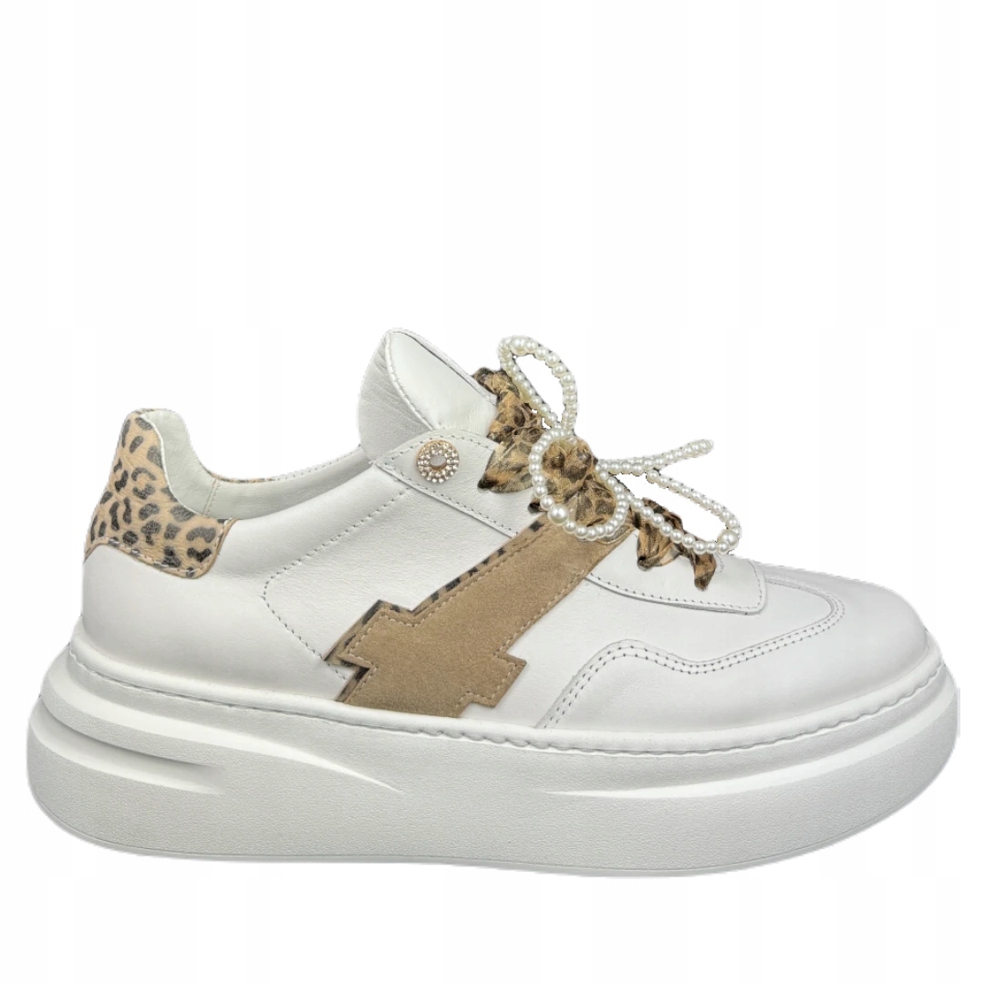 Dámské polobotky CheBello 4713-059-056-PSK-S389 bílá/béžová/panterka Velikost 39, Bílá