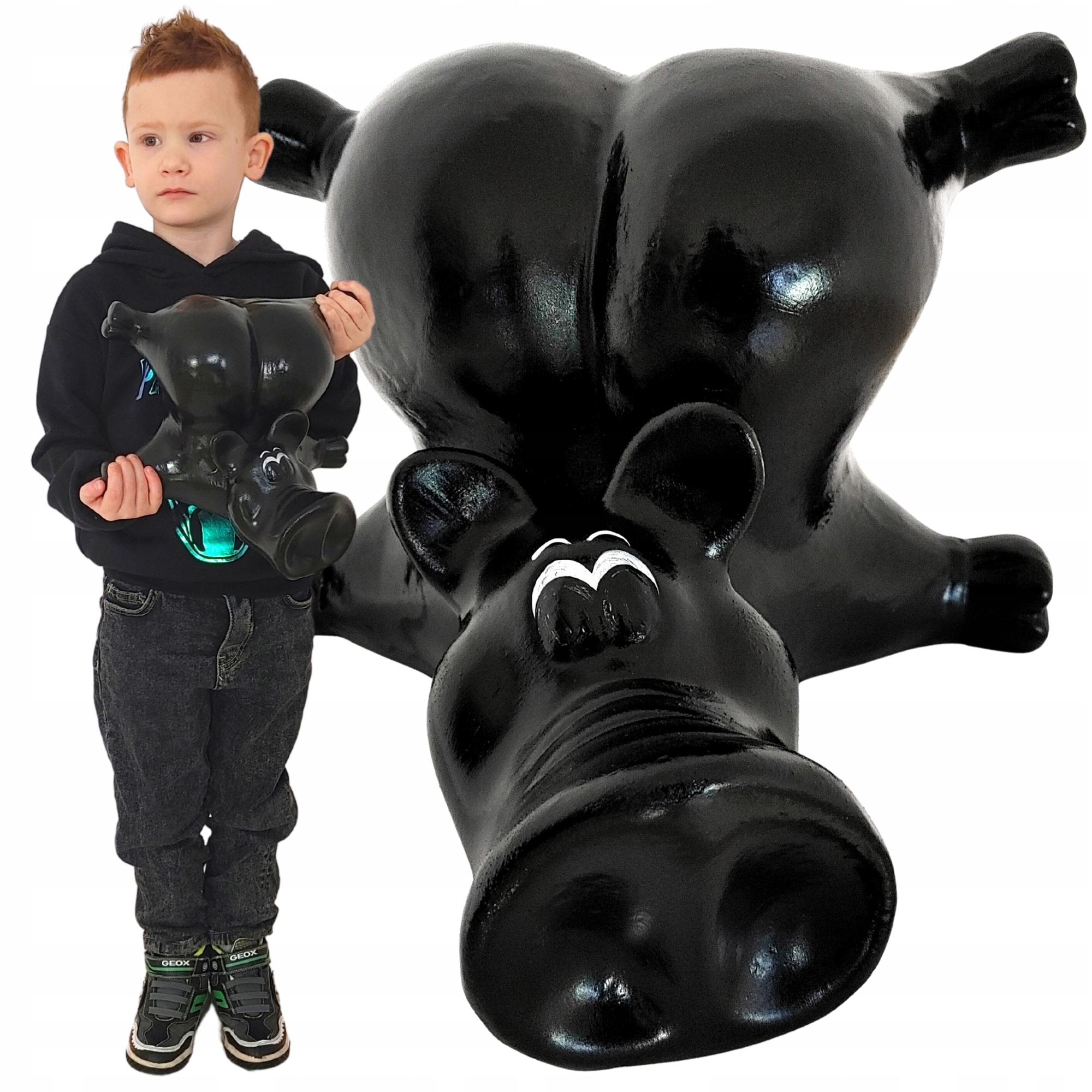 Velká pokladnička prasátko Černá keramická k rozbití Prostorná originální XXL